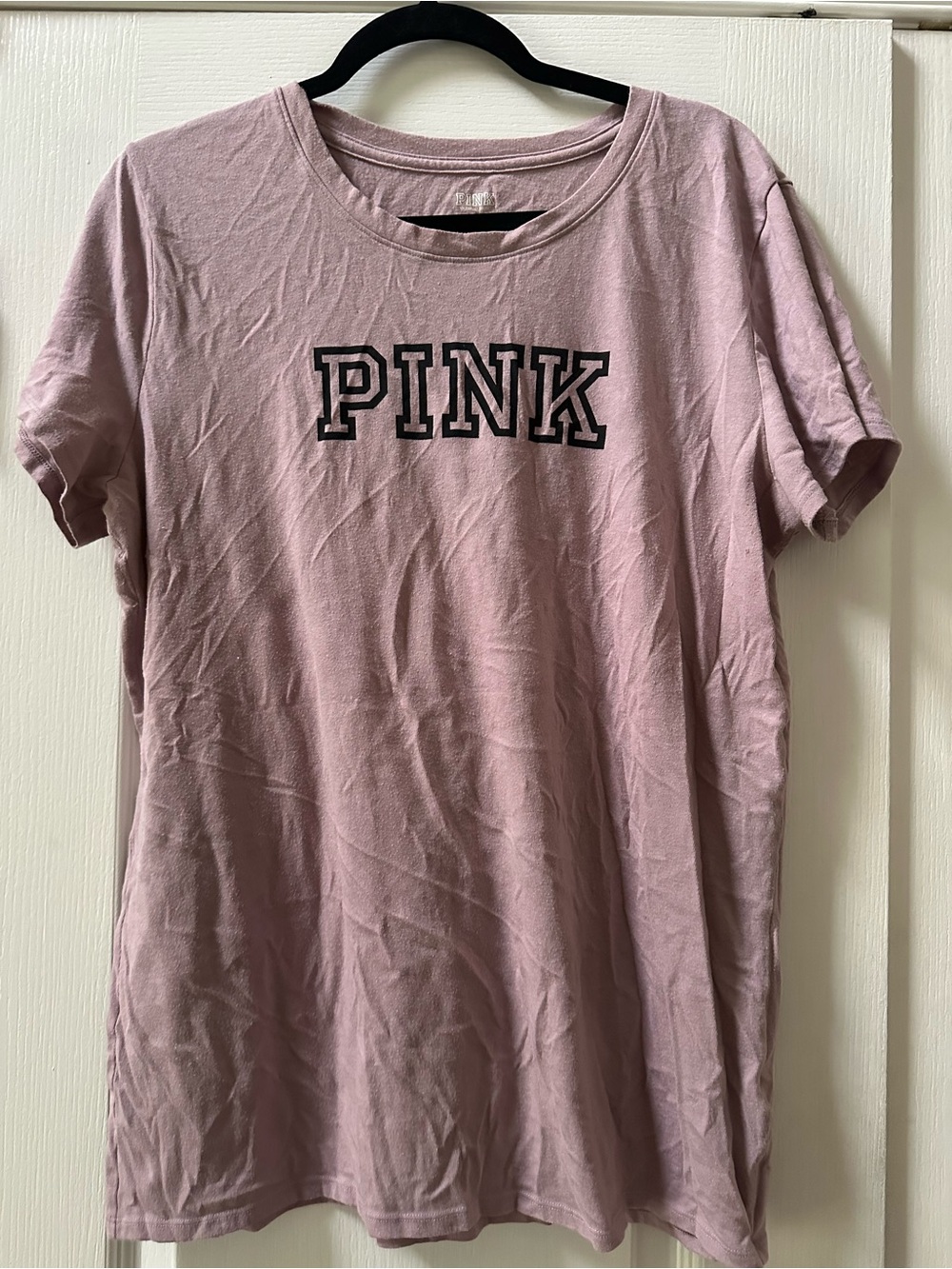 PINK Victoria's Secret Dusty Pink Short Sleeve Crewneck Tee with Black Logo